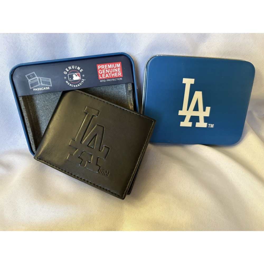 NEW Los Angeles LA Dodgers Authentic Leather Wallet Genuine MLB Men Black Wallet